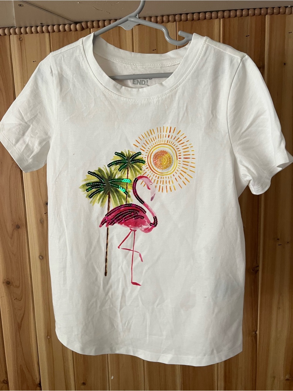 NWOT Land’s End Sparkly Flamingo T-shirt size Medium 8